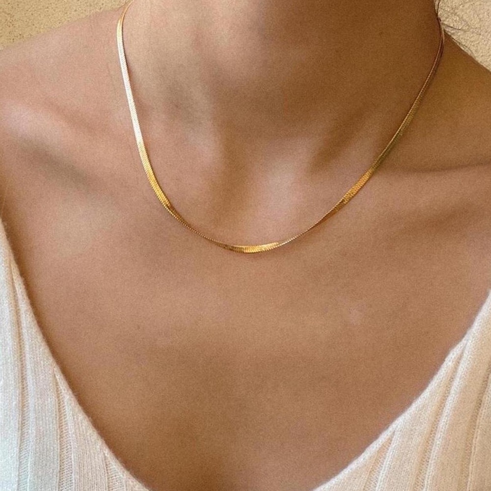 🔥18K Gold Snake Chain Herringbone Necklace